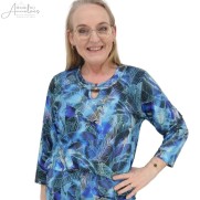 S Leona per Donna Shirt 3/4 mouw ring marine print